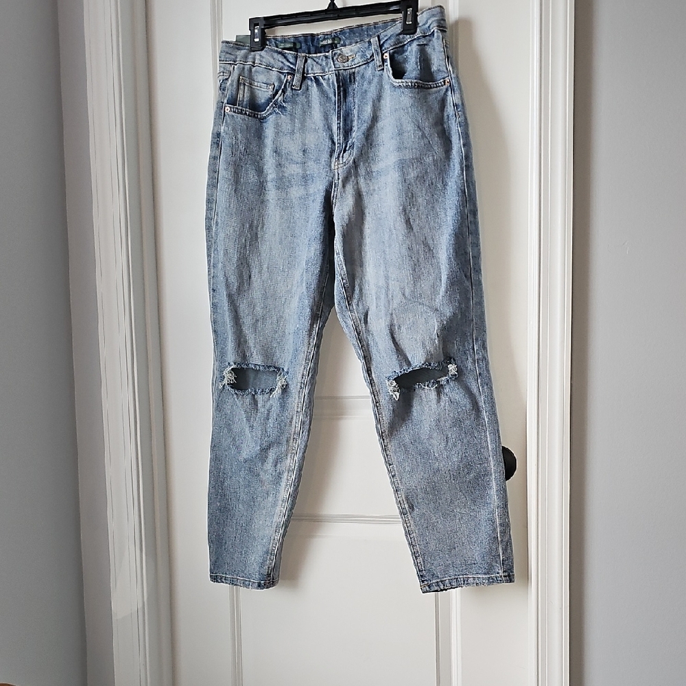 Womens Blue Distressed Jeans